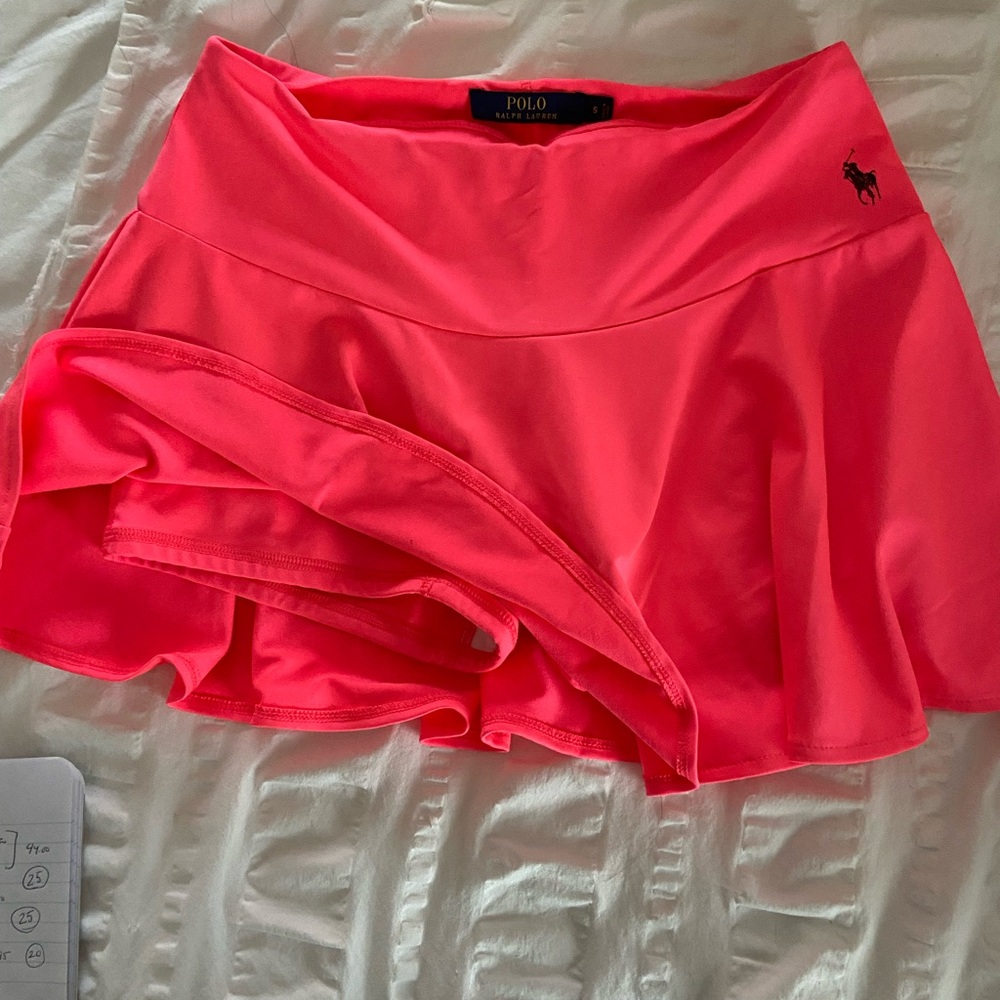 Hot pink Polo skort with racerback tank black with stripes, US Open logo on back